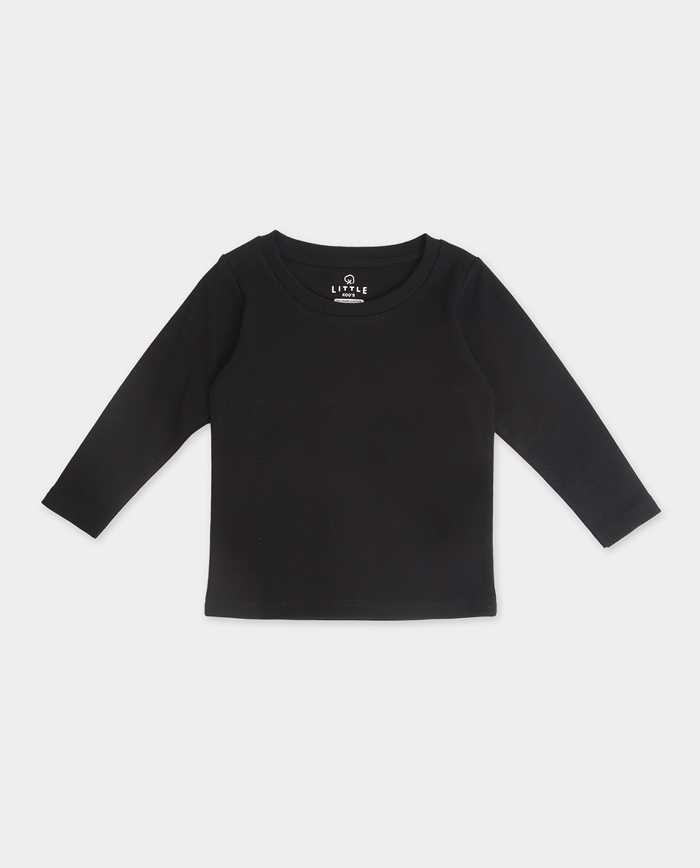 เสื้อแขนยาวเด็ก Kids Supersoft Long Sleeve Crew - Black