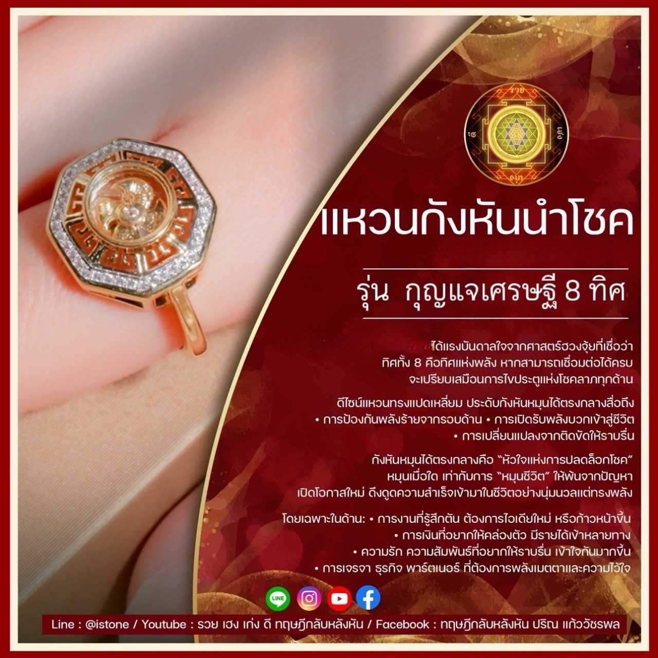 แหวนกังหันนำโชค รุ่นกุญแจเศรษฐี 8 ทิศ + ชุดบูชาครบเซ็ท