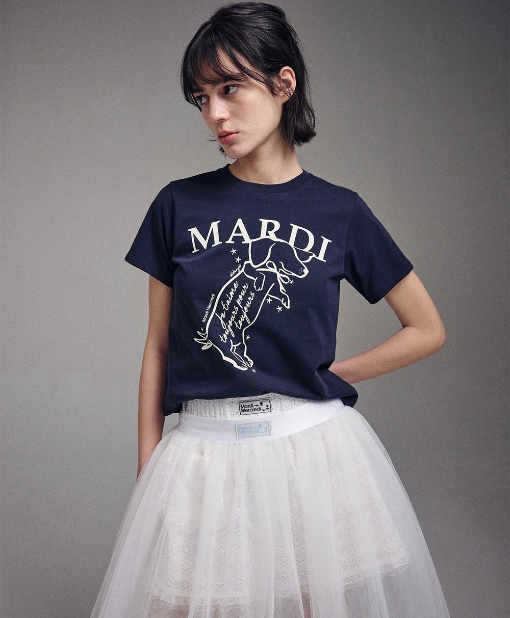 SLIM TSHIRT SWING THE TAIL DDANJI_NAVY IVORY