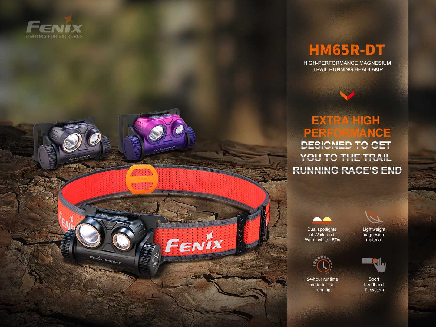 ไฟฉายคาดหัววิ่งTRAIL FENIX  HM65R-DT สว่าง เบาสุด สำหรับวิ่งTrail  1700 lm แสงสบายตา
