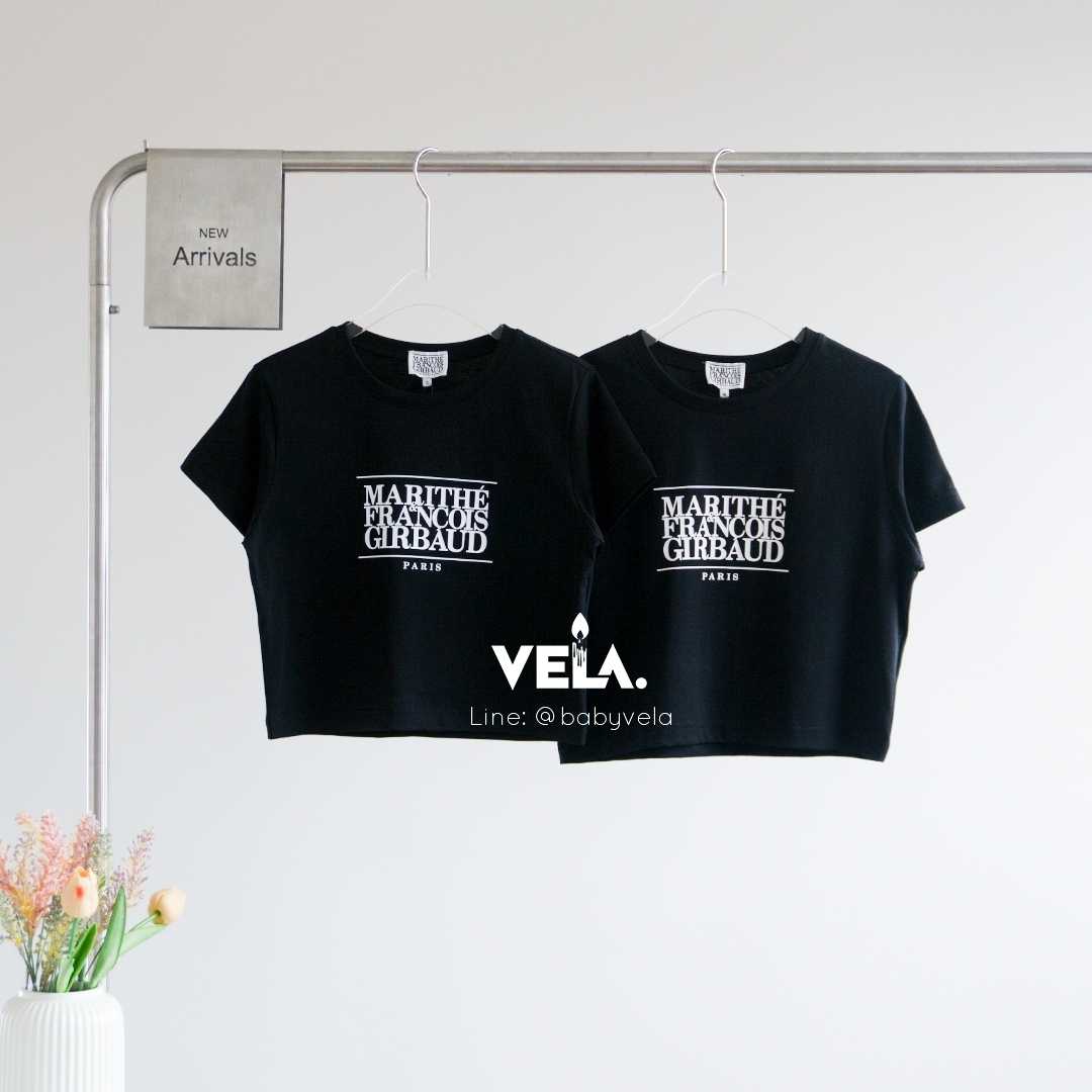 Marithe W Classic Logo Crop Tee (Black)