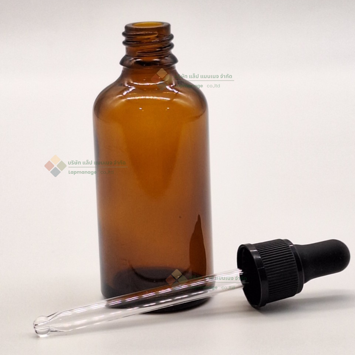 ขวดแก้วพร้อมหลอดดูดหยดสาร Dropping bottle amber 60ml