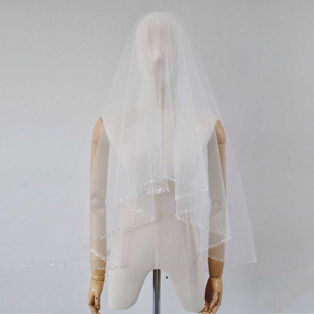 (Bridal Embroidered Crystal Veil) คลุมหน้าได้