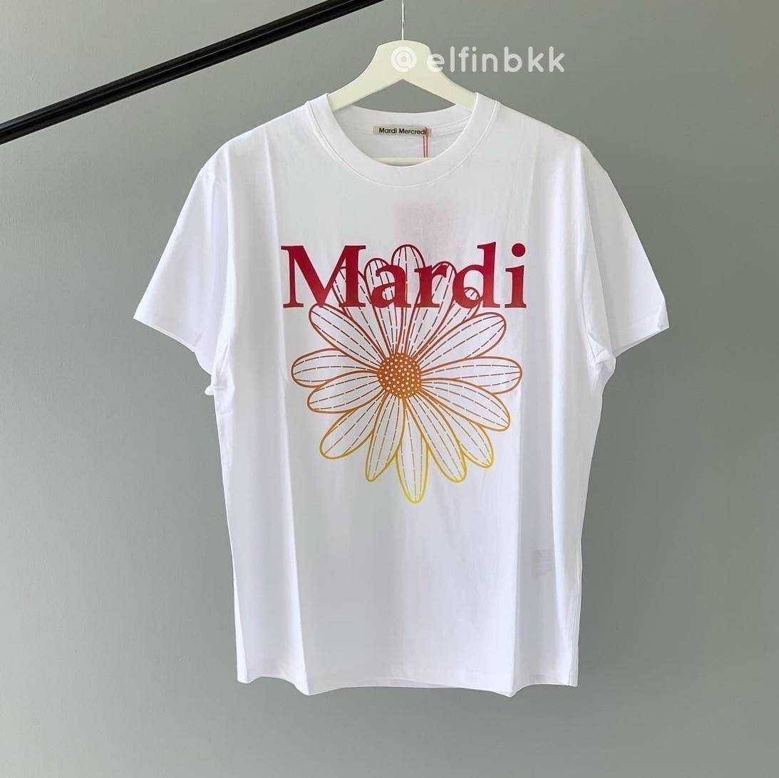 Mardi Mercredi T-shirt  เสื้อยืดโอเวอร์ไซส์ ลายดอกไม้ ไล่เฉด สีดำ สีขาว สีชมพู สีฟ้า