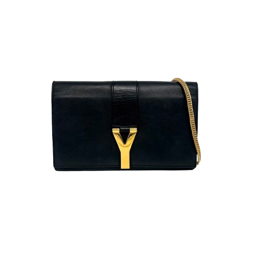 Ysl Chyc chain clutch black calf ghw dc14