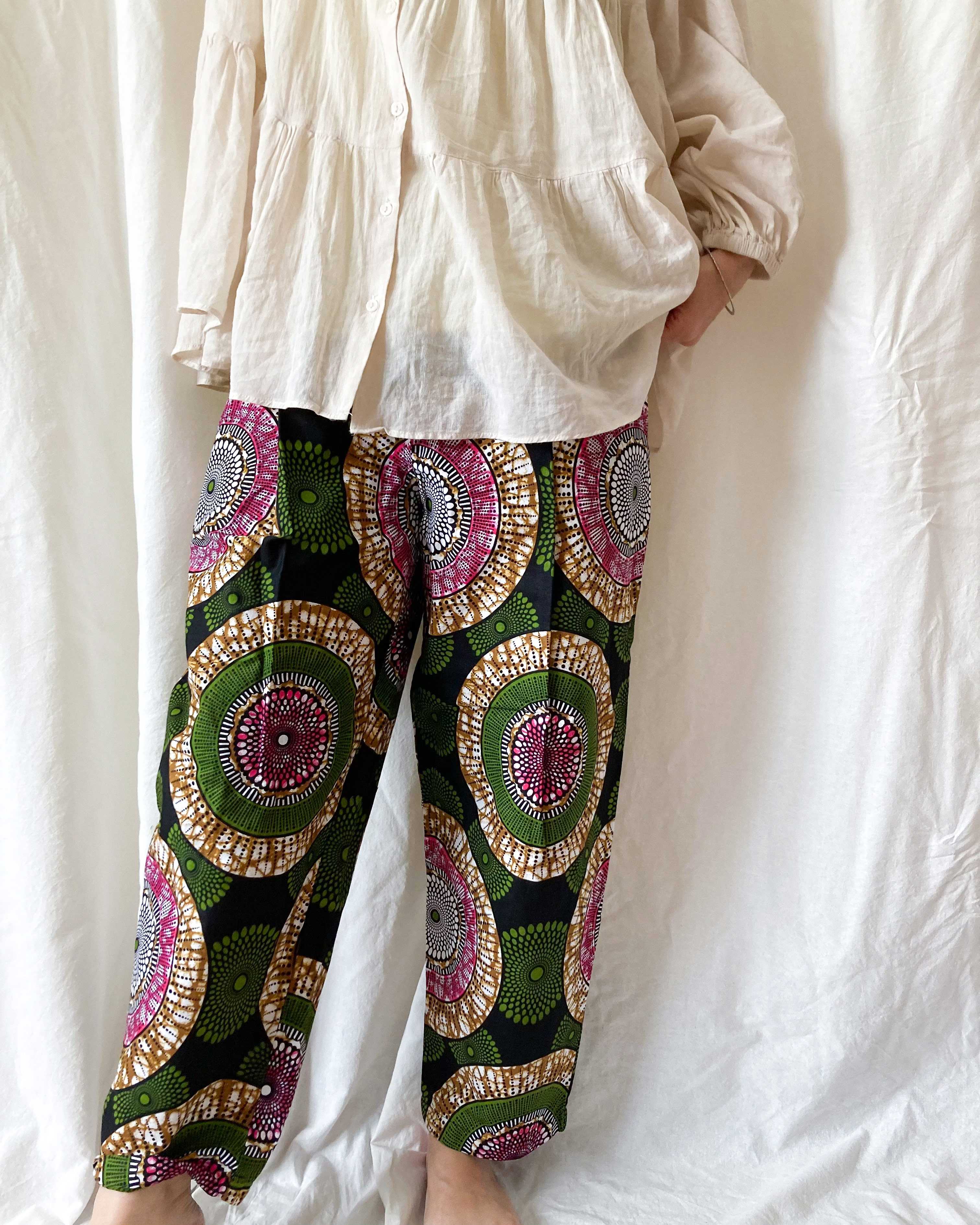 MERMEO【EP-198W】African batik tucked easy pants