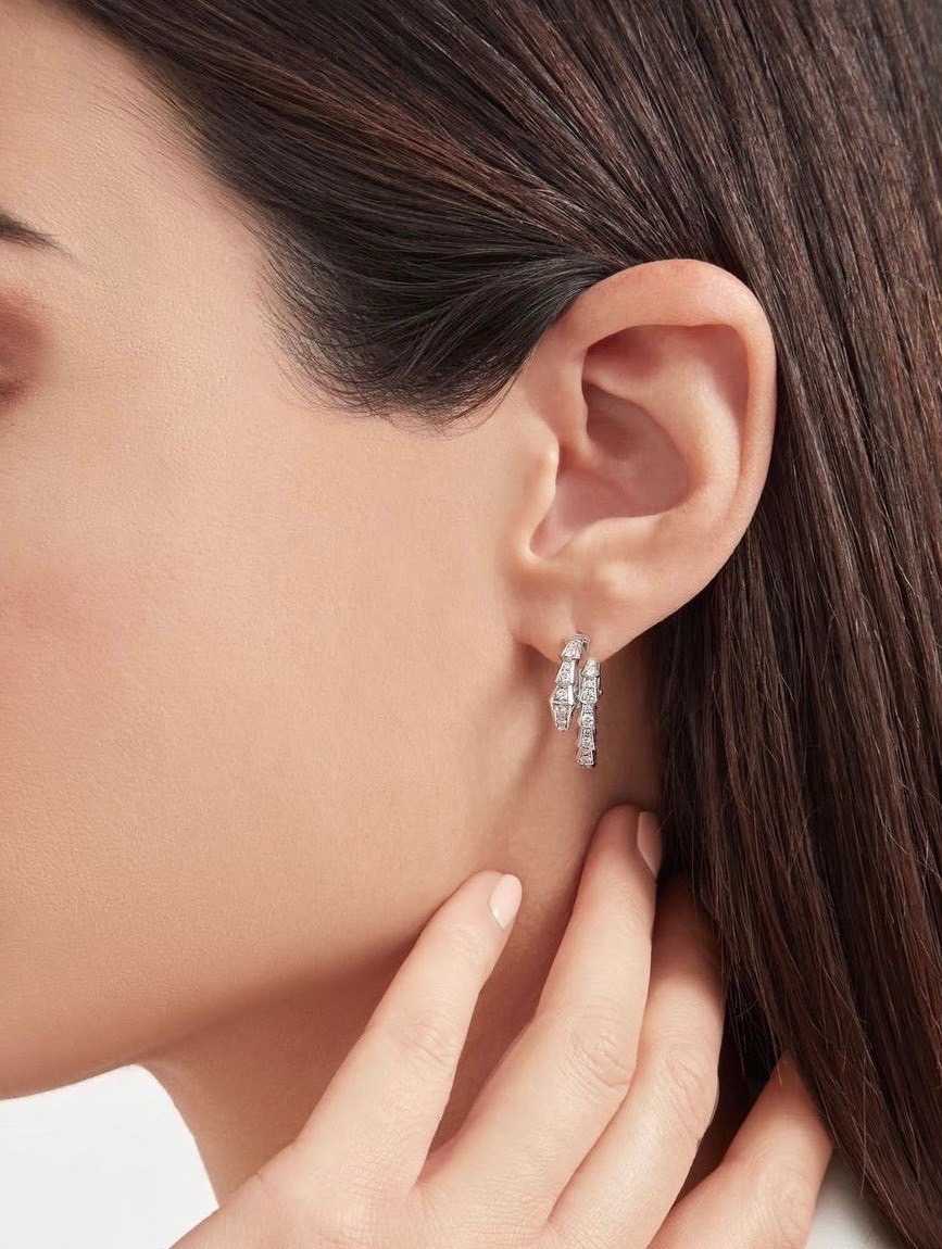 BVLGARI SERPENTI VIPER EARRINGS  White Gold And Diamond Serpenti Viper Earring 