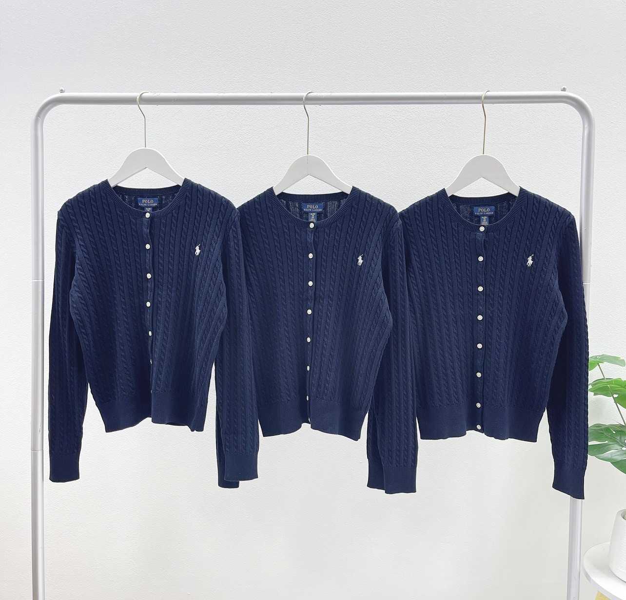 Ralph Lauren Mini-Cable Cotton Cardigan ( Navy)