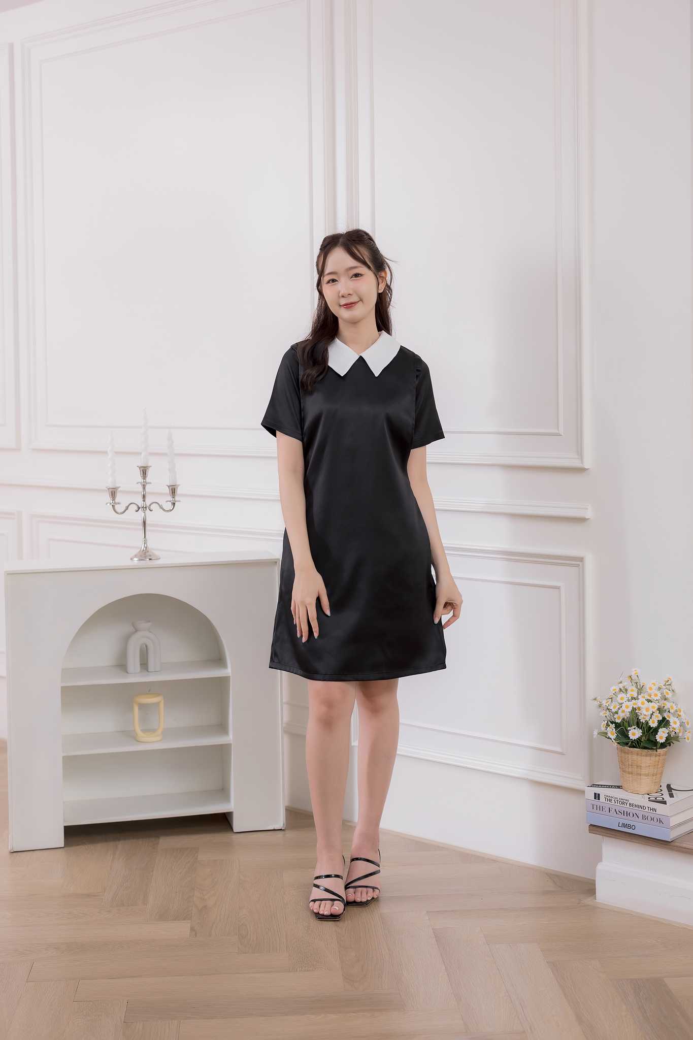 เดรสให้นม Black  collar dress