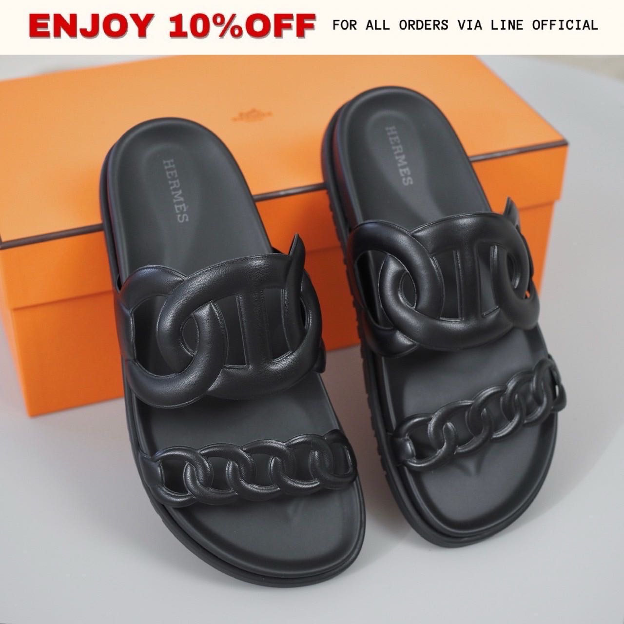 NEW! HERMES Extra Sandals สี Noir | Shoes