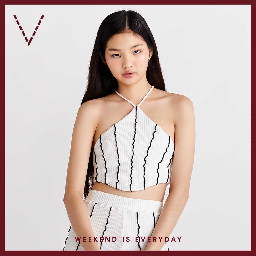 VICK'S Ribbed Jersey Halter Neck Top เสื้อสายคล้องคอ