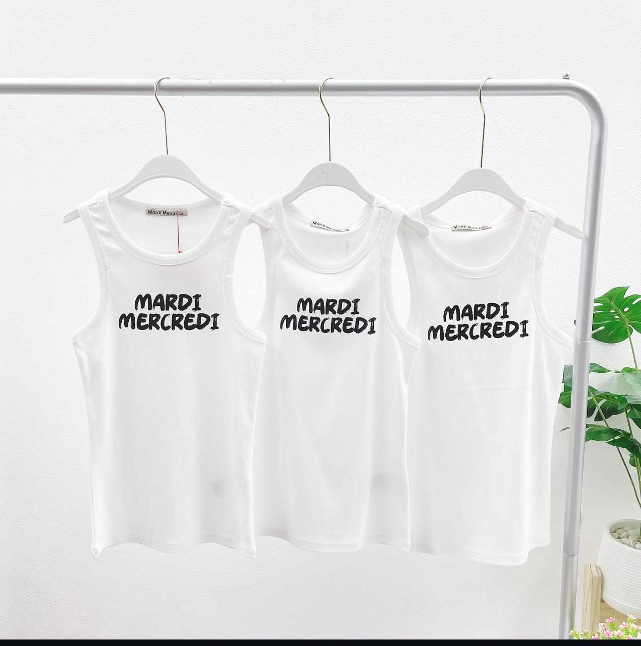 Mardi  Brush Logo Tank Top (White/Black)
