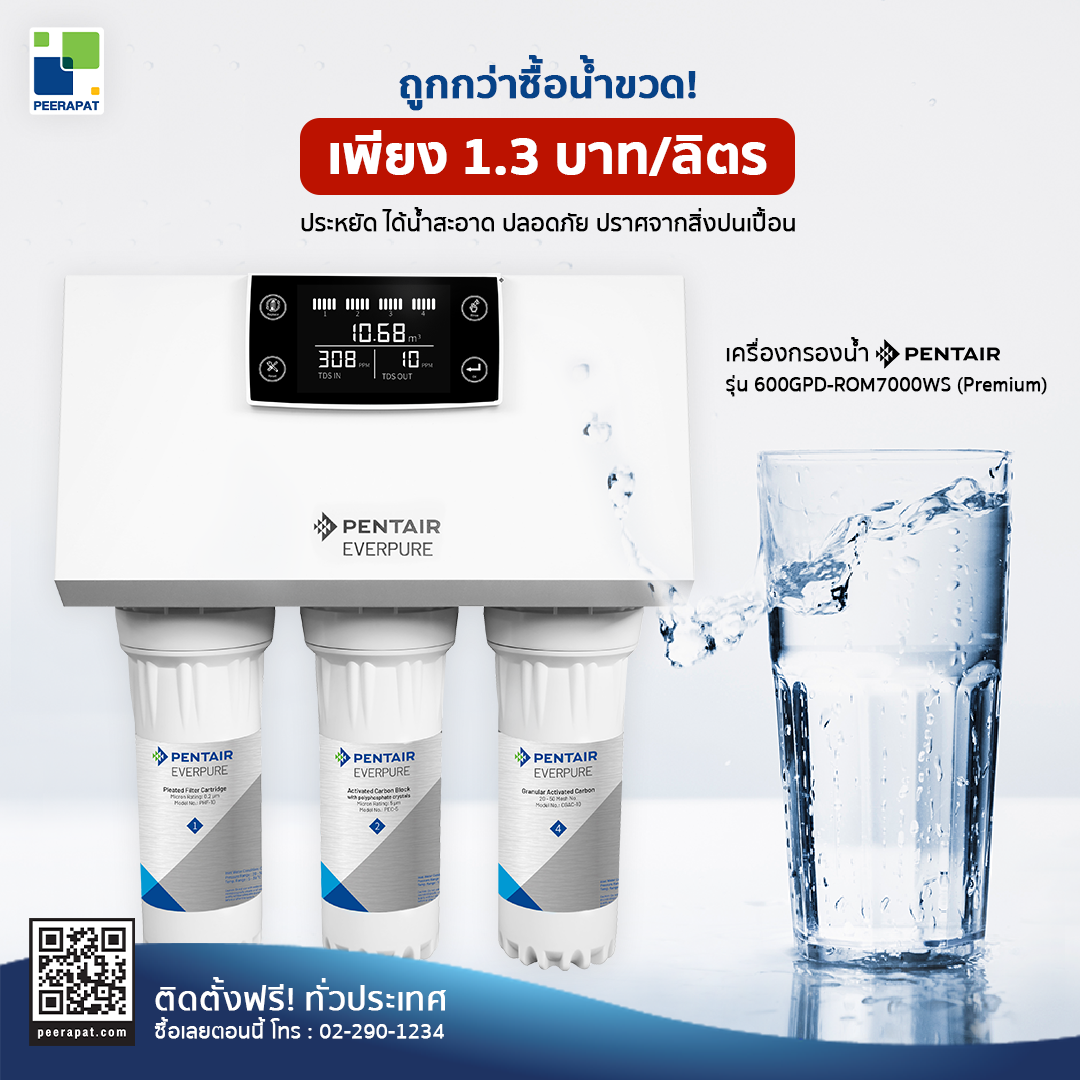 [ลด 25%] เครื่องกรองน้ำดื่ม RO แบรนด์ PENTAIR อเมริกา