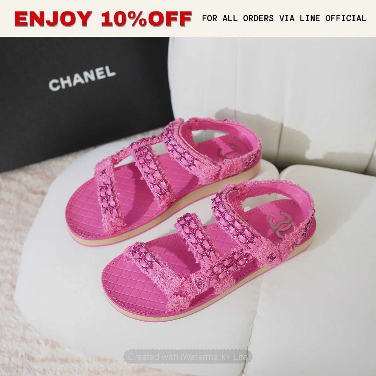 NEW! CHANEL Sandals  สี Pink | Shoes