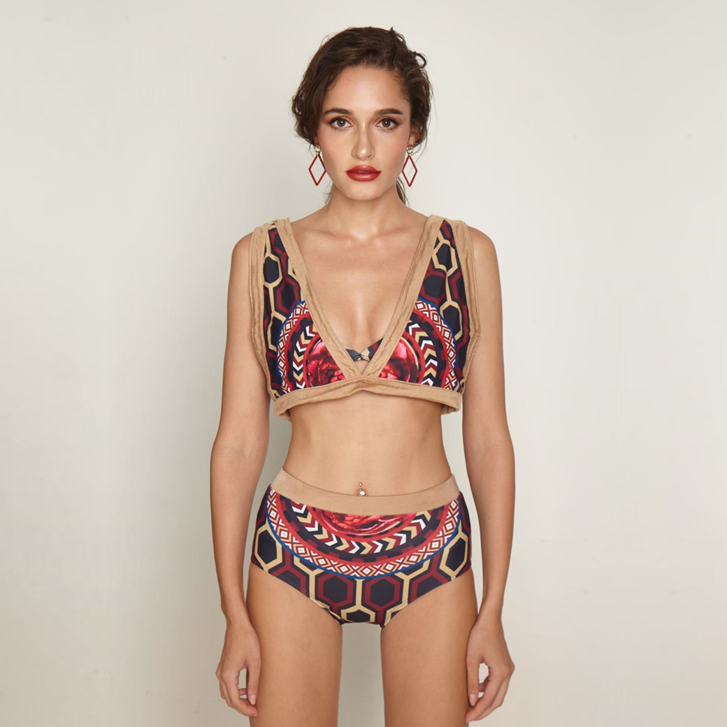 [Coralist Swimwear] ชุดว่ายน้ำทูพีซ รุ่น 'Afrikan Capsule' สี แดง ดำ ครีม (Afrikan) (CREX132)