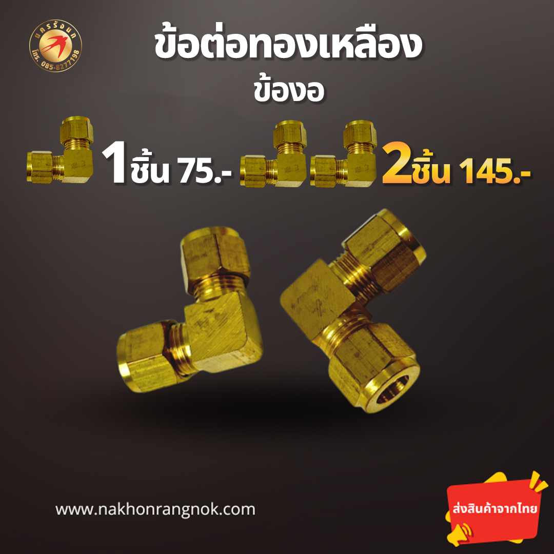 ข้องอ ทองเหลืองแท้  (สั่งซื้อ 2ชิ้น/145)