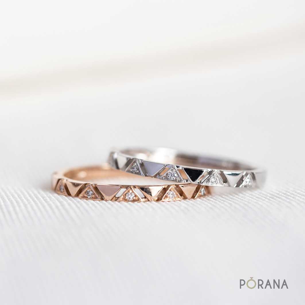 Triangle shape Diamond Band ring,Pa Sinh collection แหวนลายผ้าสามเหลี่ยม R0048