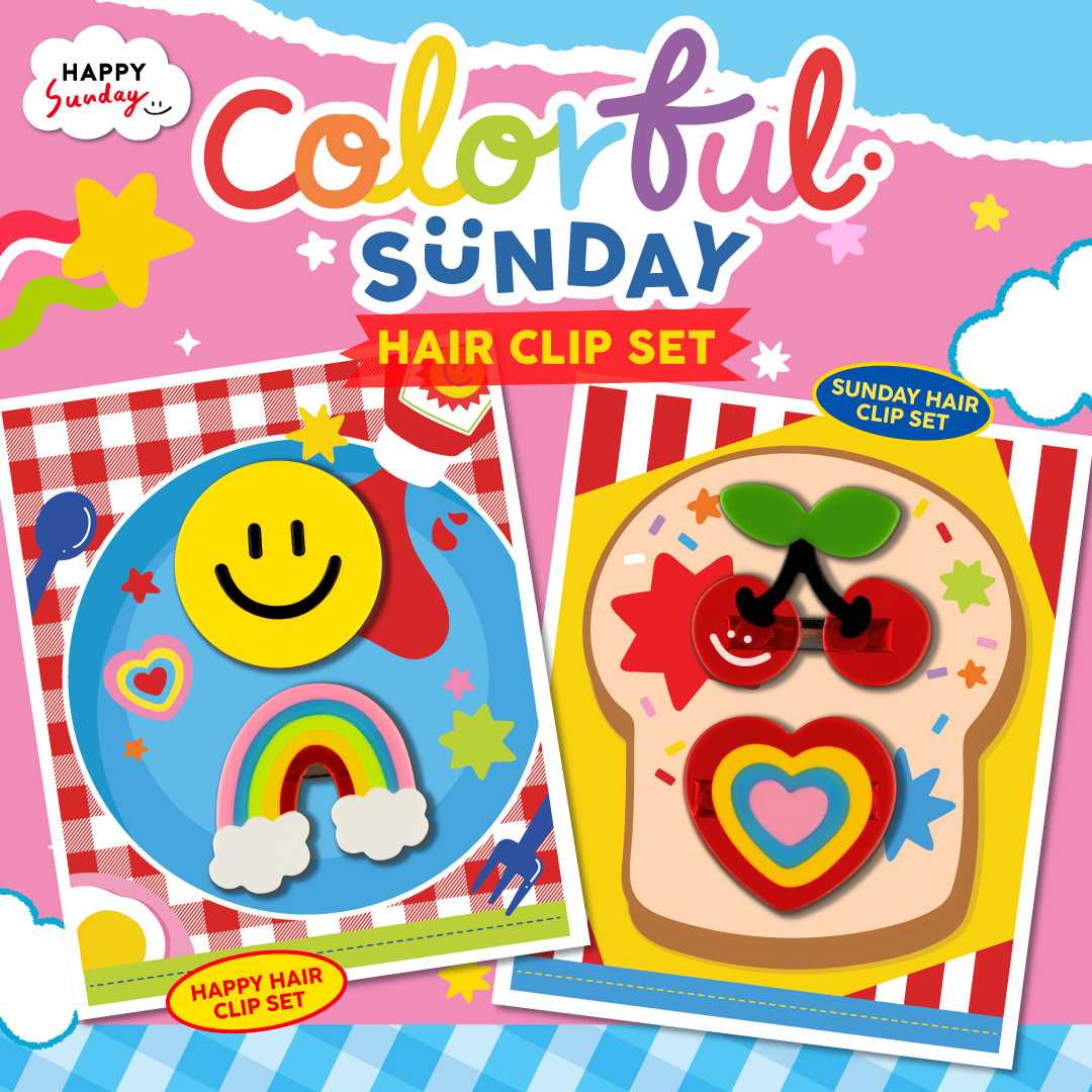 COLORFUL SUNDAY HAIR CLIP SET | เซ็ตกิ๊บติดผมคัลเลอร์ฟูลซันเดย์