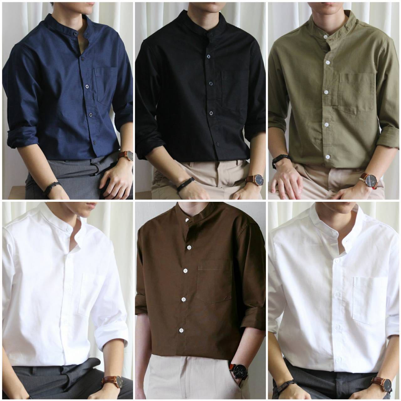 Long Sleeve Mandarin Collar Shirt เสื้อเชิ้ต (5602)