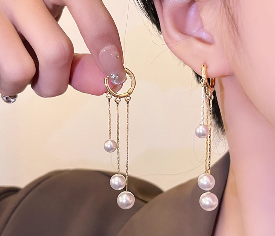 ต่างหู ต่างหูระย้า ต่างหูไข่มุกระย้า ต่างหูยาว ต่างหูไข่มุก ต่างหูเกาหลี ต่างหูน่ารัก ไข่มุก