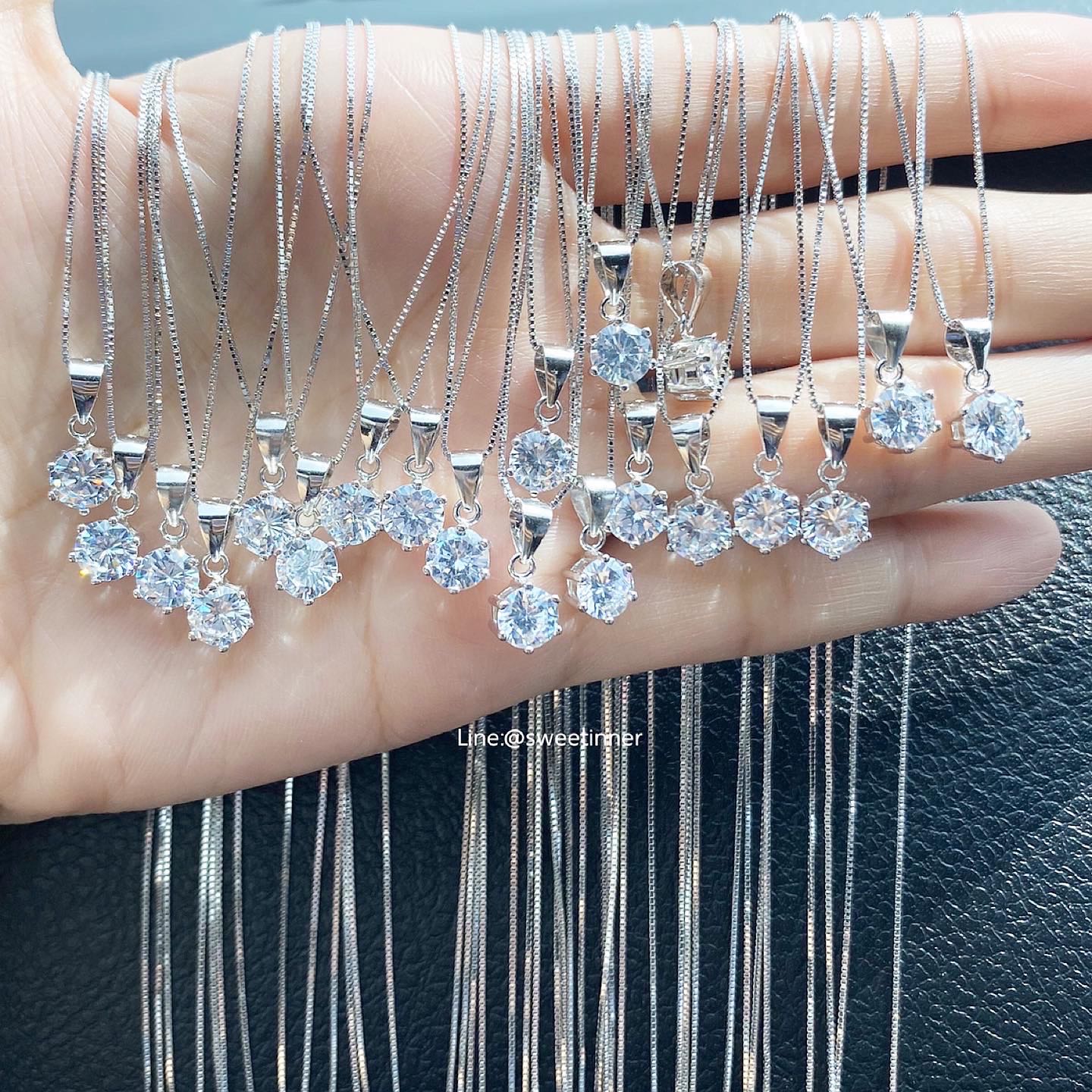 แนะนำ🪄SHINE (มีห่วง) MINI SQUARE🪞💎เงินแท้92.5% จี้เพชรCZทรงคลาสสิค สร้อยเพชรสวยมาก ของขวัญวันเกิด