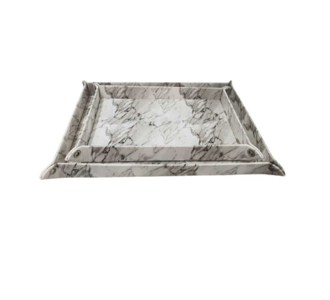 Tray, Marble Pattern PU, White, M