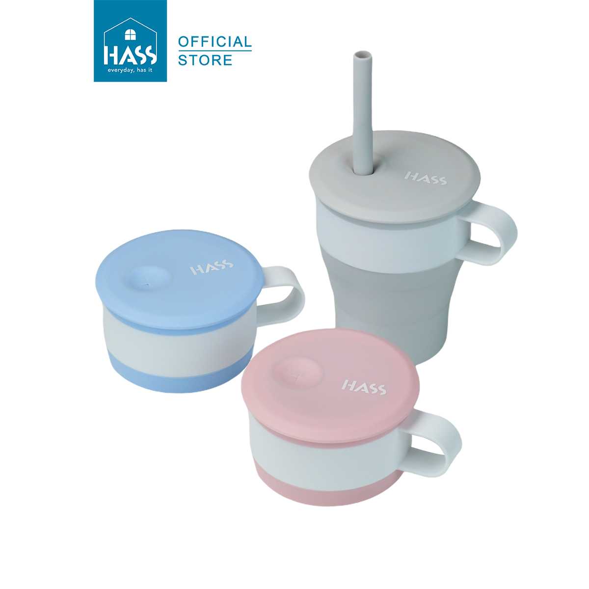 แก้วพร้อมหลอดซิลิโคนพับได้ Silicone Collapsible Mug