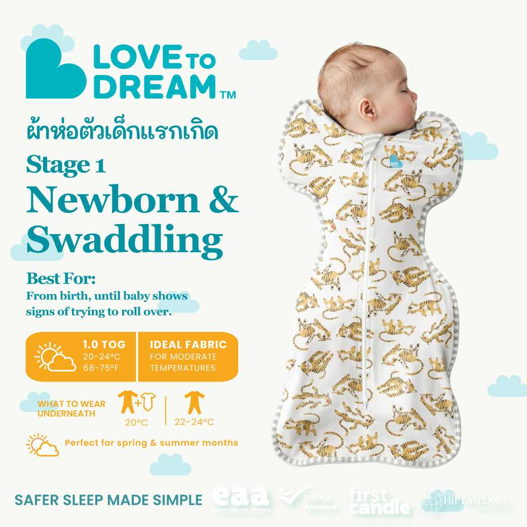 Love To Dream ผ้าห่อตัวเด็กแรกเกิด ผ้าคอตตอน SwaddleUP Original 1.0 TOG ลาย Tiger
