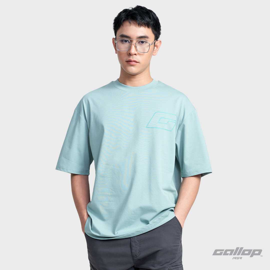 GALLOP : Men's Wear เสื้อยืด Oversized Recycle T-Shirt รุ่น GT9156  สี Turquoise