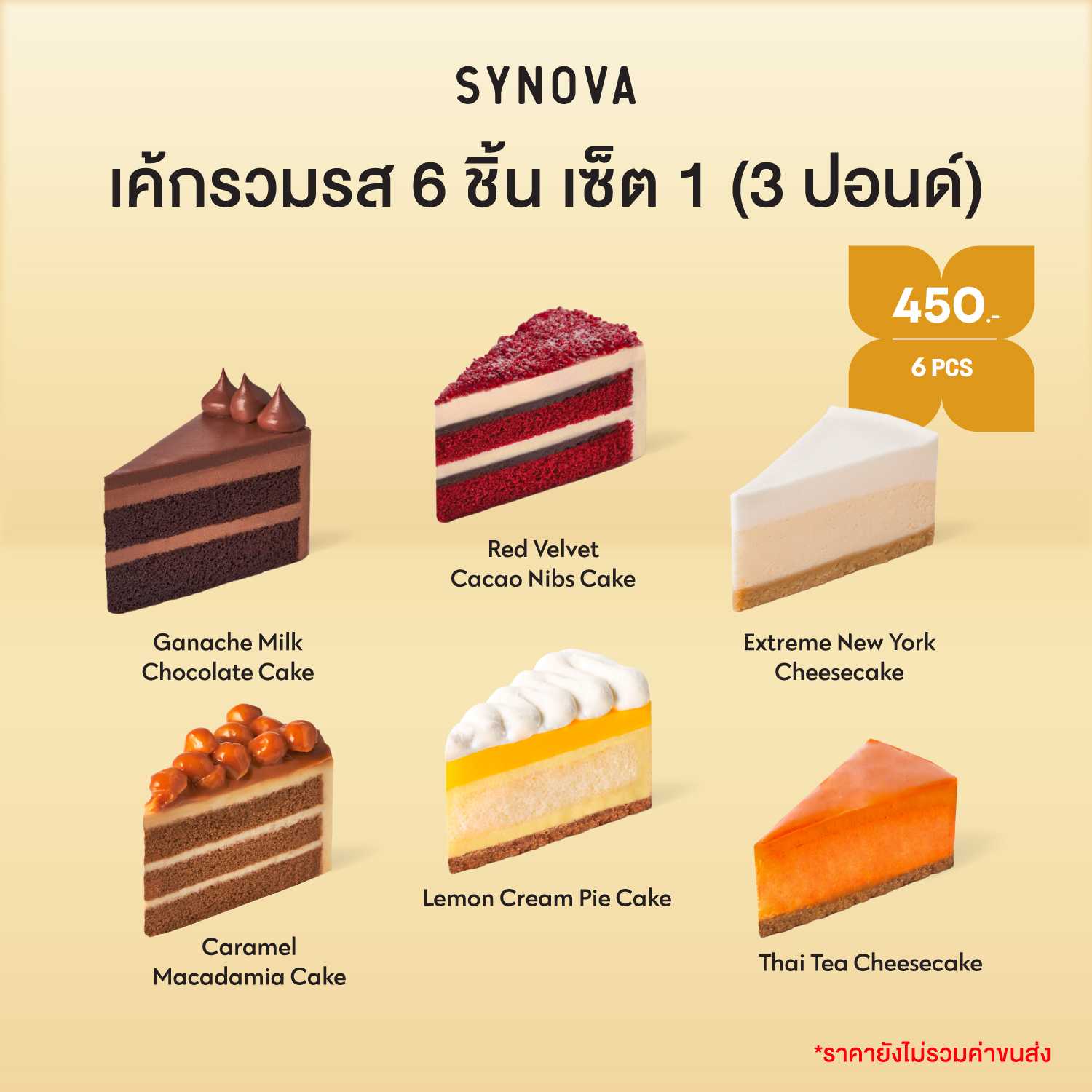 SYNOVA : เค้กรวมรส 6 ชิ้น เซ็ต 1 (3 ปอนด์)