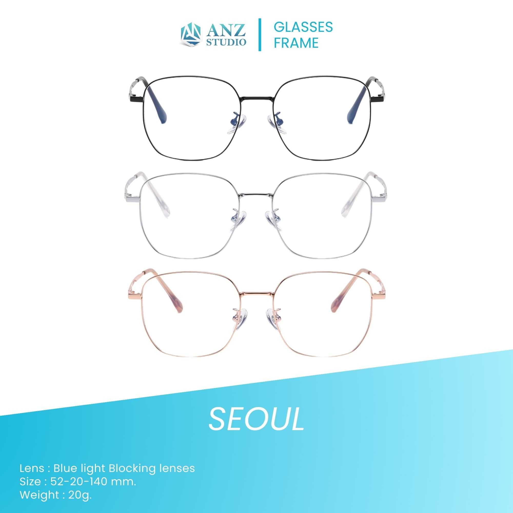 ANZ STUDIO แว่นกรองแสงสีฟ้า เลนส์ถนอมสายตา รุ่น Seoul เลนส์ BlueBlock ป้องกันแสงสีฟ้า 98%
