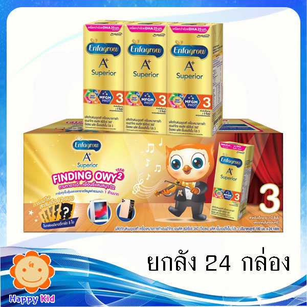 เอนฟาโกร ซูพีเรียร์ สูตร3 UHT จืด 3x180 มล. 1 ลัง นมกล่องเอนฟาโกรยกลัง ราคาถูก