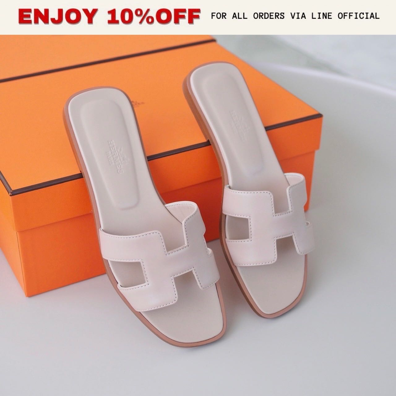 NEW! HERMES Oran Sandals สี Beige Nude | Shoes