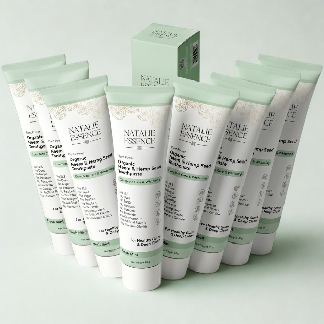 🛡️ยาสีฟันออร์แกนิก สูตรสะเดาและเมล็ดกัญชง📌 10หลอด  // Natalie Essence Organic Toothpaste