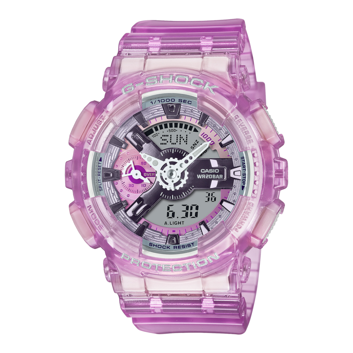 CASIO G-SHOCK นาฬิกาข้อมือ รุ่น GMA-S110VW-4ADR (สีชมพูใส)