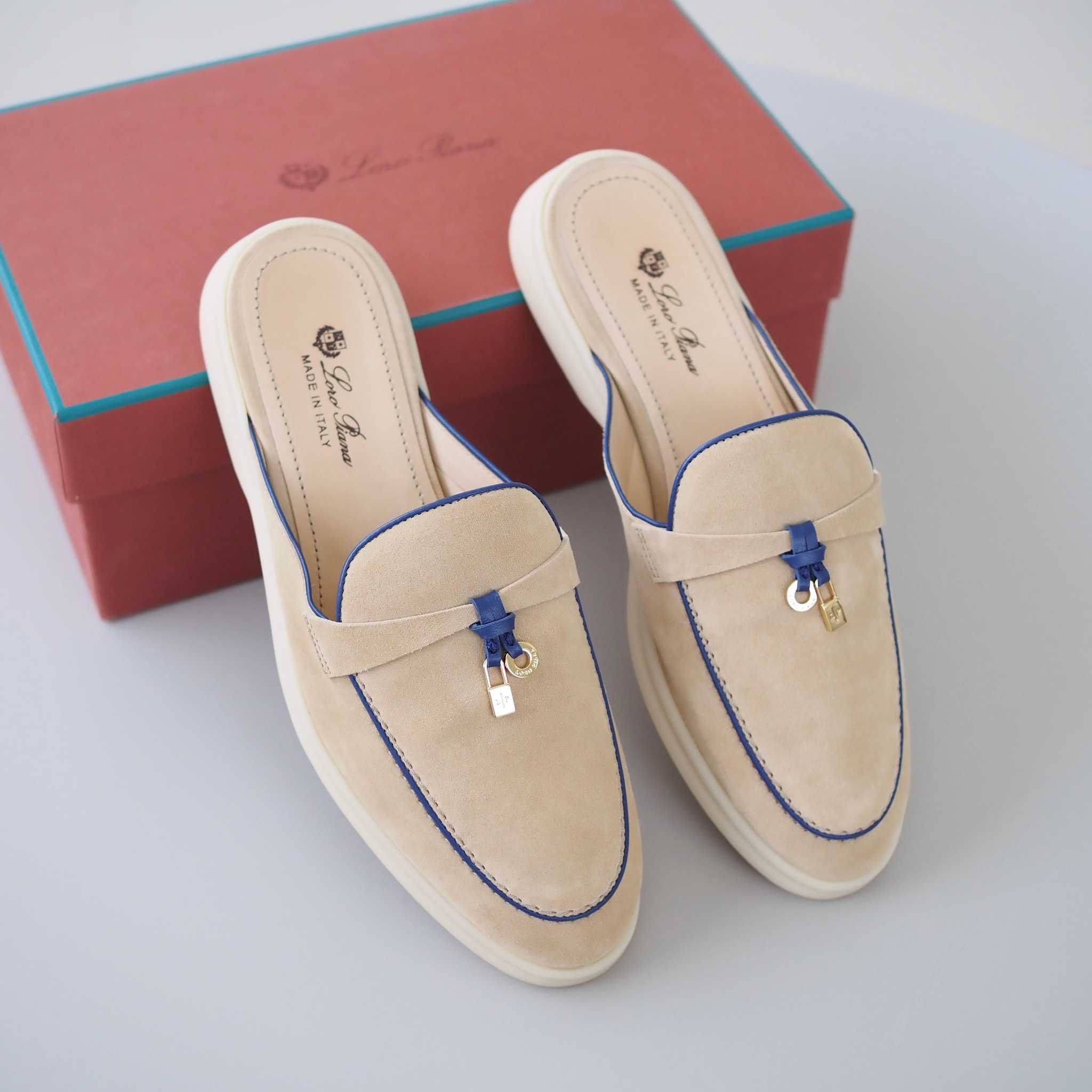 NEW! LORO PIANA Babouche Charms Walk Loafers สี Hinoki Wood | Shoes