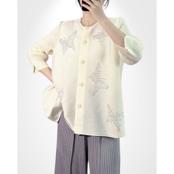 ปรับราคาลง20%!! 2MUAY รุ่น PP62923 เสื้ออัดพลีท SPARKLING BUTTERFLY PLEATED TOP 3 สี FREE SIZE
