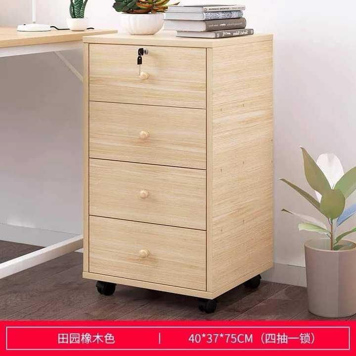 มาใหม่ !! ตู้เก็บเอกสาร มีล้อเลื่อน ขนาด 49x37x75cm มีสีไม้ กับสีขาว  
