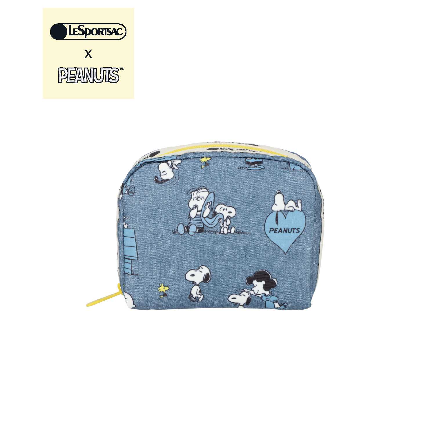 Lesportsac Square Cosmetic Bag กระเป๋าเครื่องสำอางใบเล็ก Style 6701 Lesportsac x Peanuts