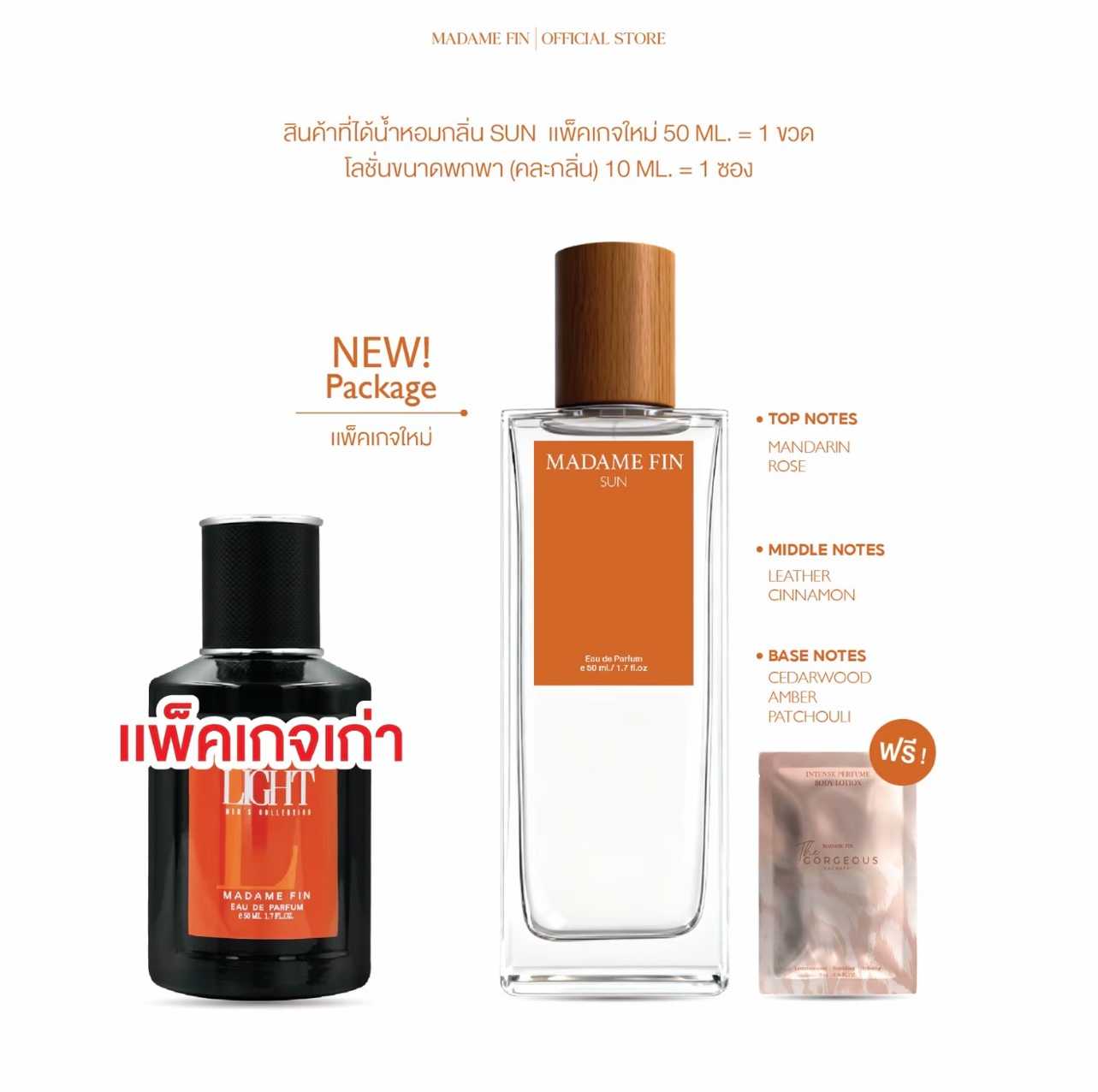 น้ำหอมมาดามฟิน น้ำหอมผู้ชาย SUN (ซัน) แพ็คเกจใหม่