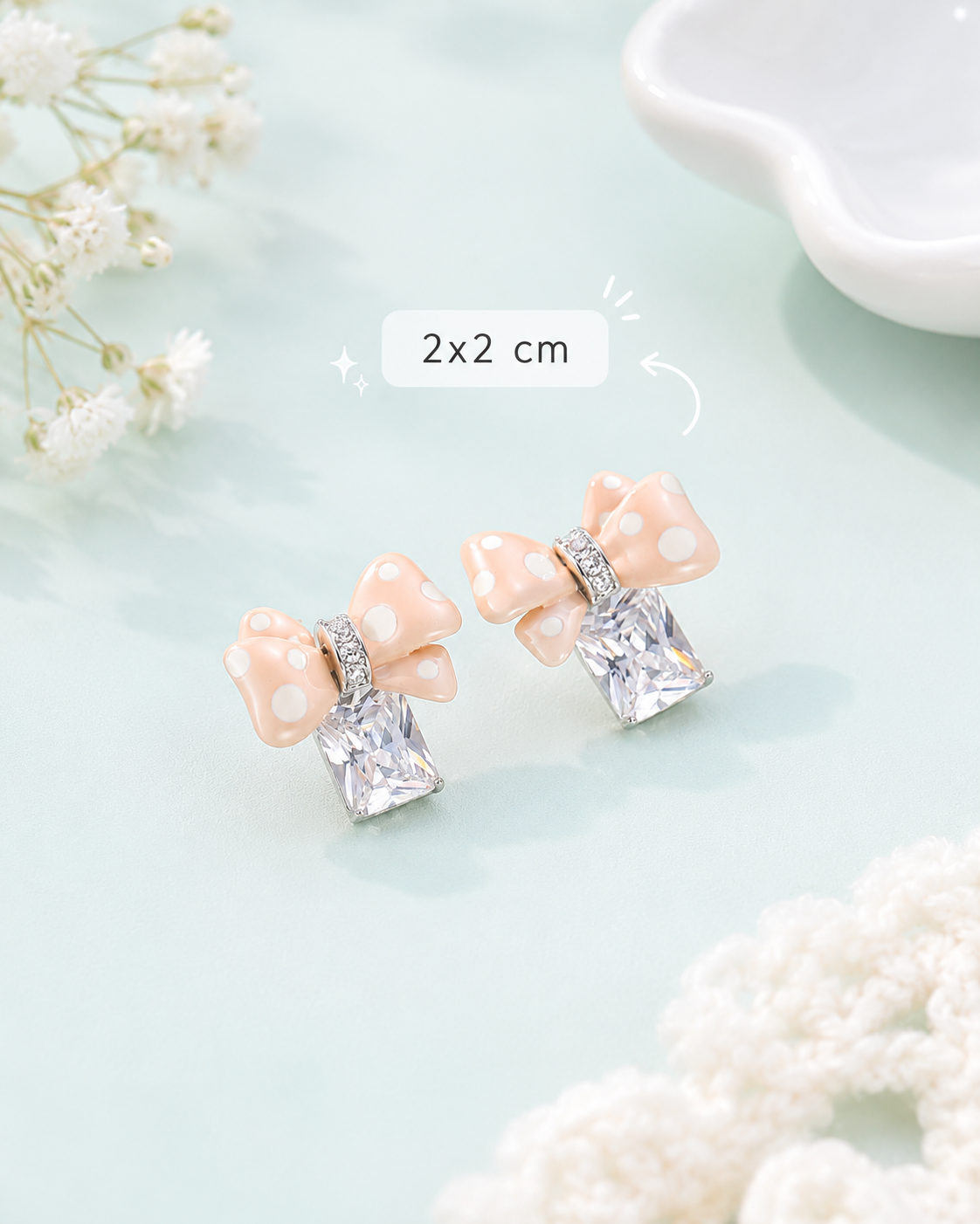 Beige Bow EAR82