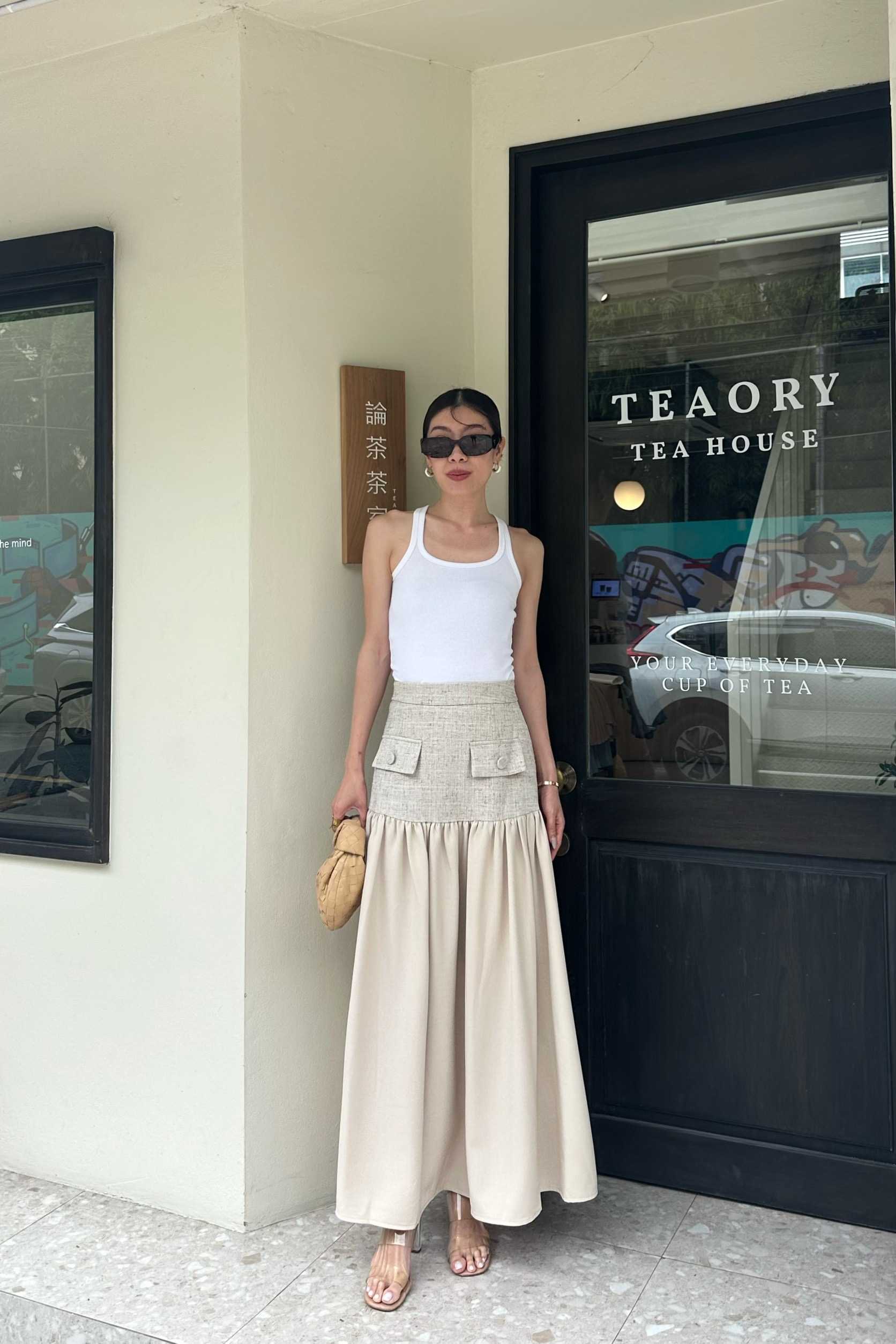 16305 : 2 layers Tweet Maxi Skirt