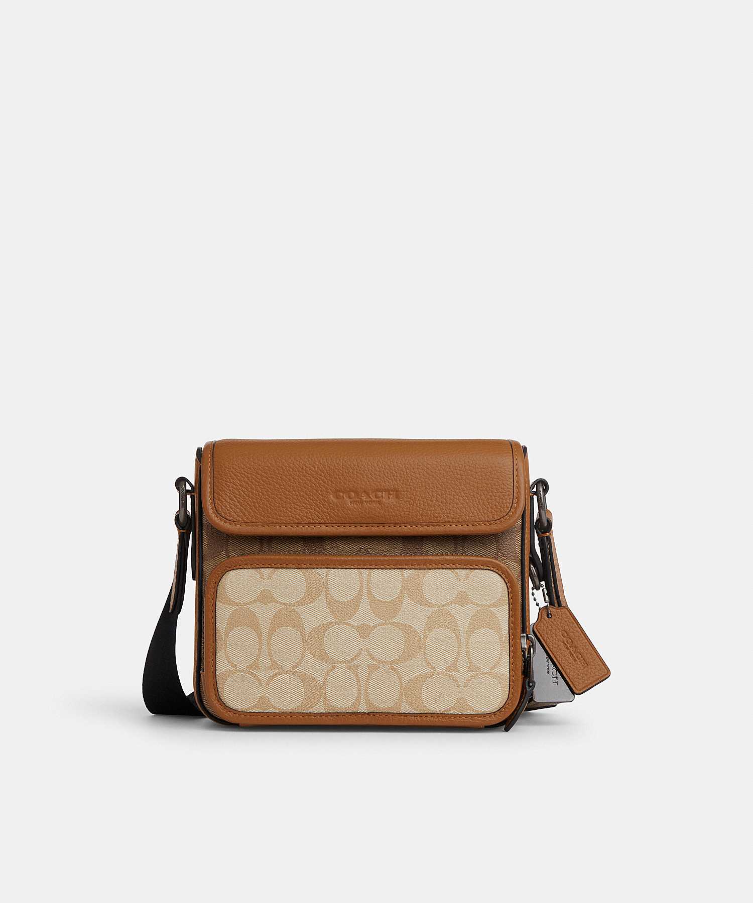 COACH SULLIVAN FLAP CROSSBODY IN COLORBLOCK SIGNATURE CANVAS CS604 QBMYC