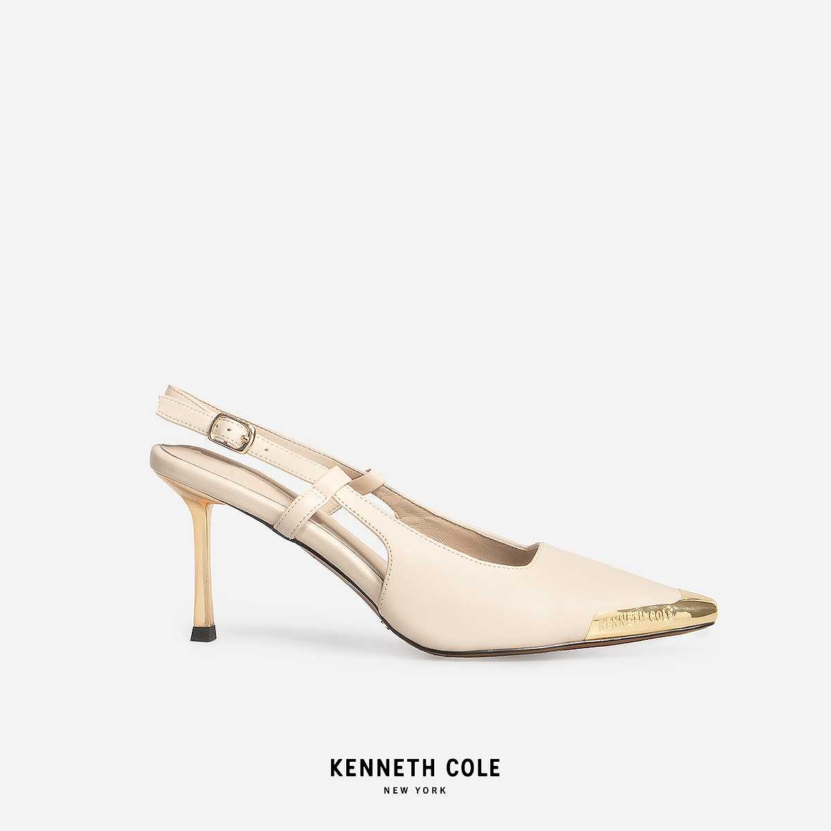 KENNETH COLE x ANNE รองเท้าส้นสูง รุ่น ADIA SLINGBACKS EGG SHELL สีครีม ( HEL - KF85076LE-110 )