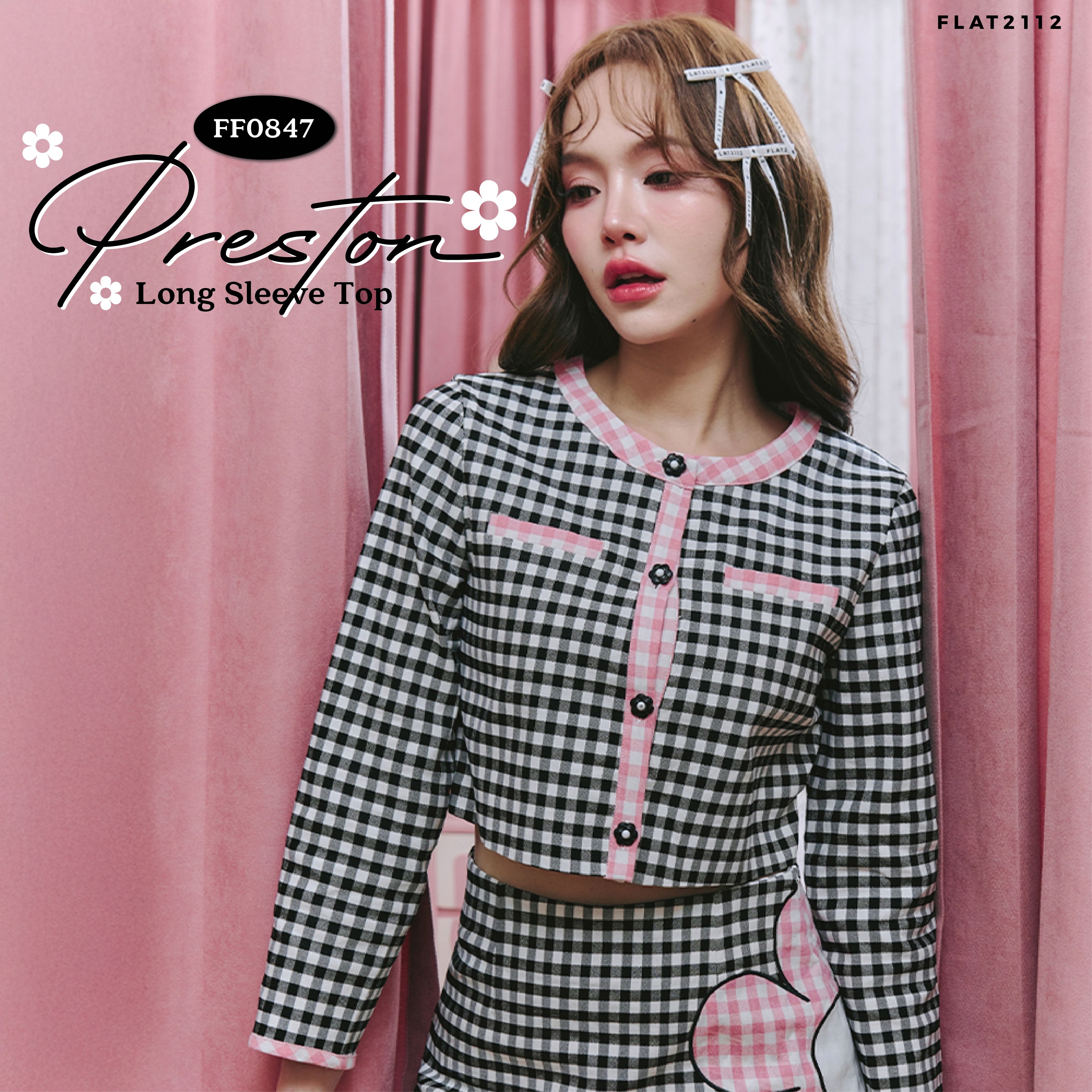 FLAT2112 FF0847 : PRESTON LONG SLEEVE TOP  เสื้อครอป แขนยาว เลื้อคลุม เบลเซอร์ ชุดทำงาน ชุดออกงาน