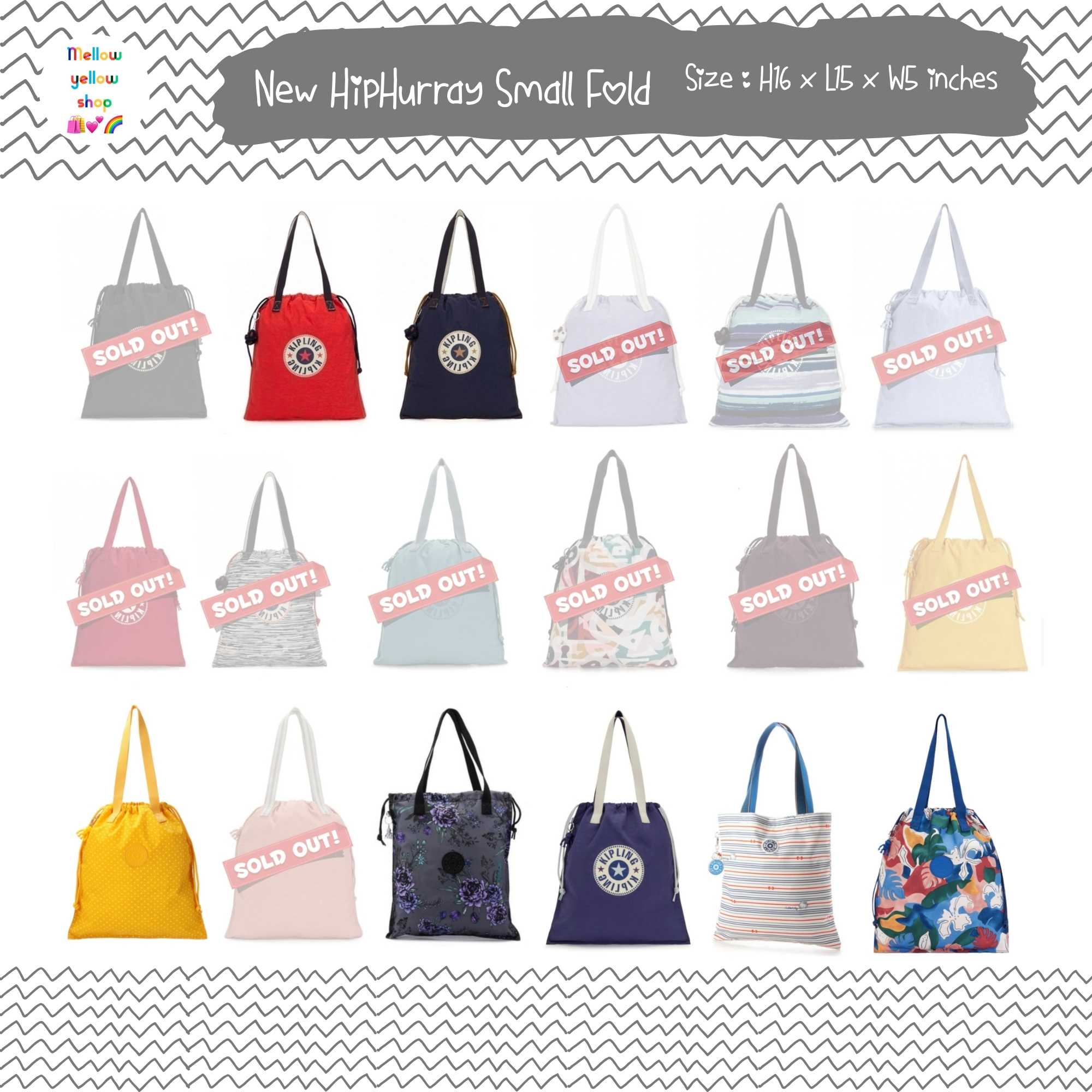 Kipling New HipHurray small foldable tote with drawstring