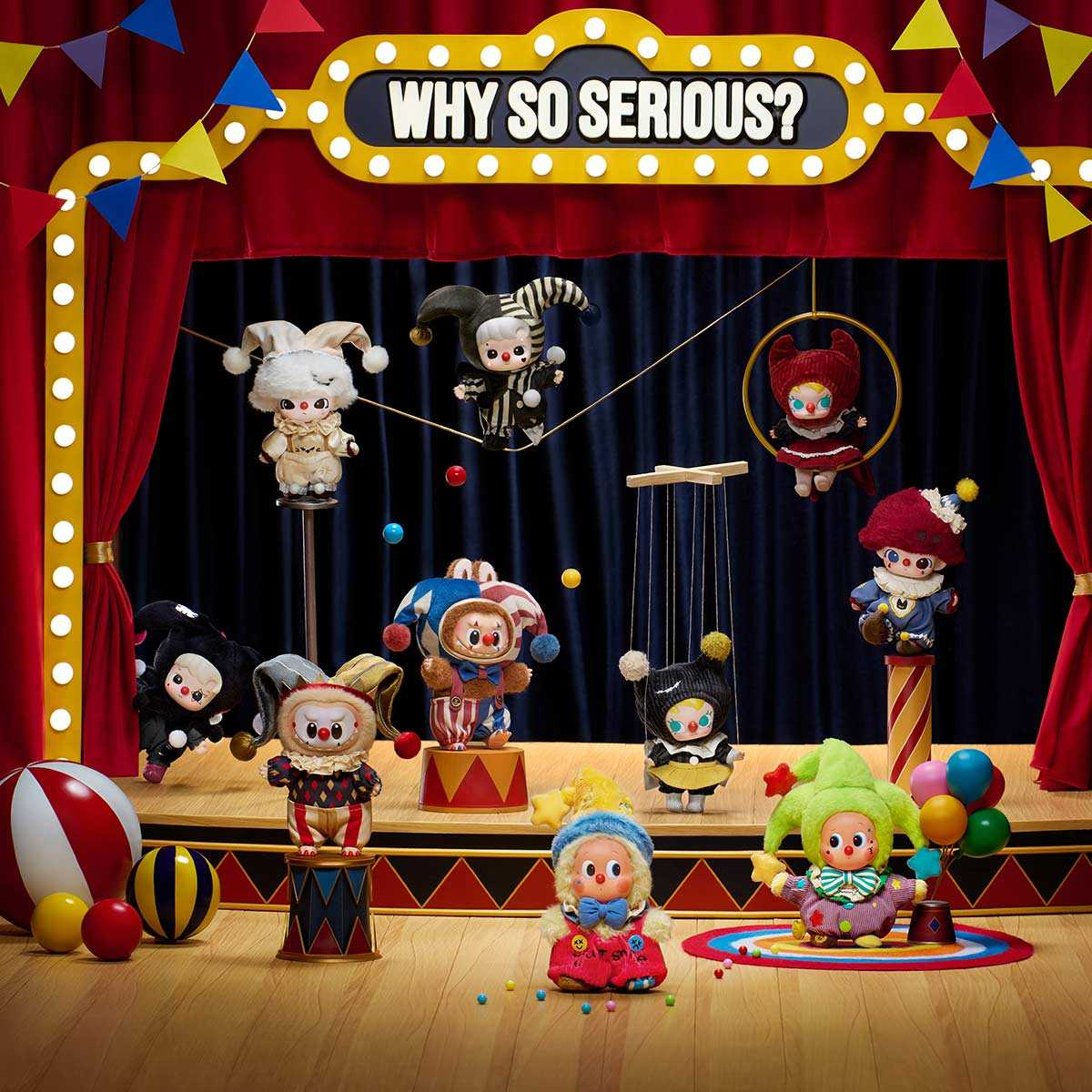 พวงกุญแจไวโซเซียเรียสธีมตัวตลก WHY SO SERIOUS (ยกเซ็ต = 8 จุ่มลุ้นตัวลับ)💜แท้ POPMART