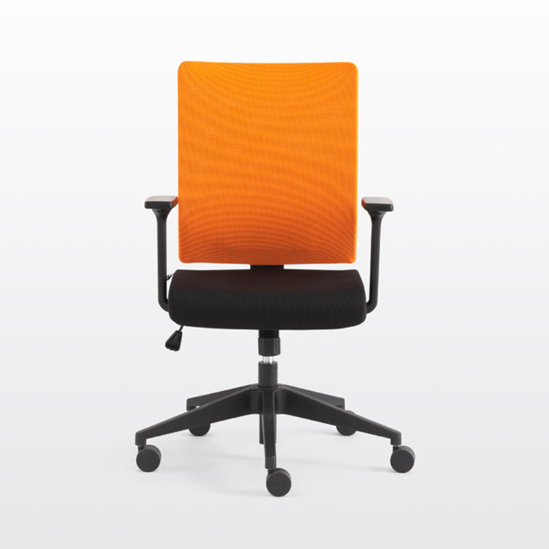 Modernform เก้าอี้พนักพิงกลาง รุ่น PI แขนปรับไม่ได้ ขาไนลอน เบาะผ้าดำ พนักหุ้มผ้าตาข่าย