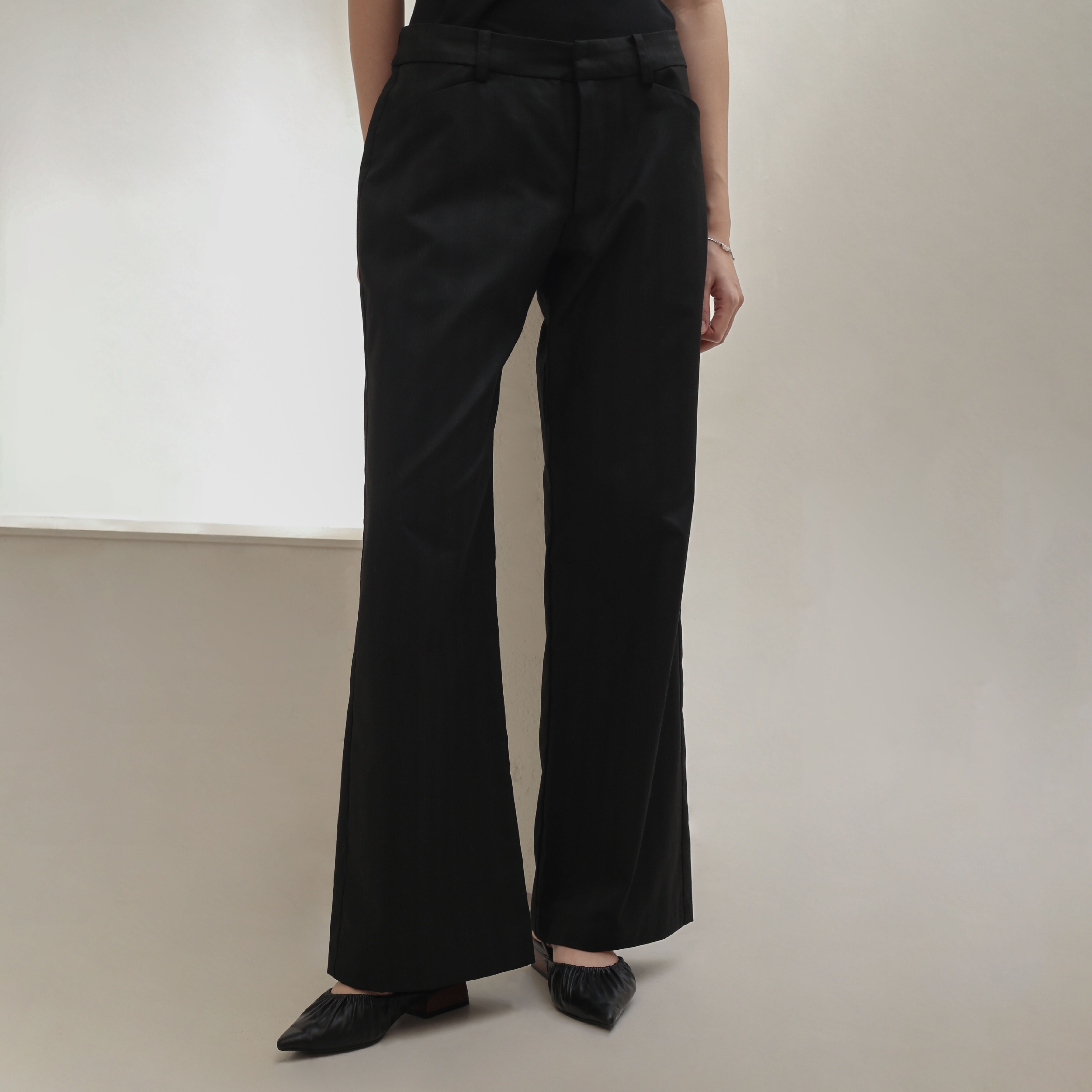 Low-waisted flare pants 02 - DARK GREY