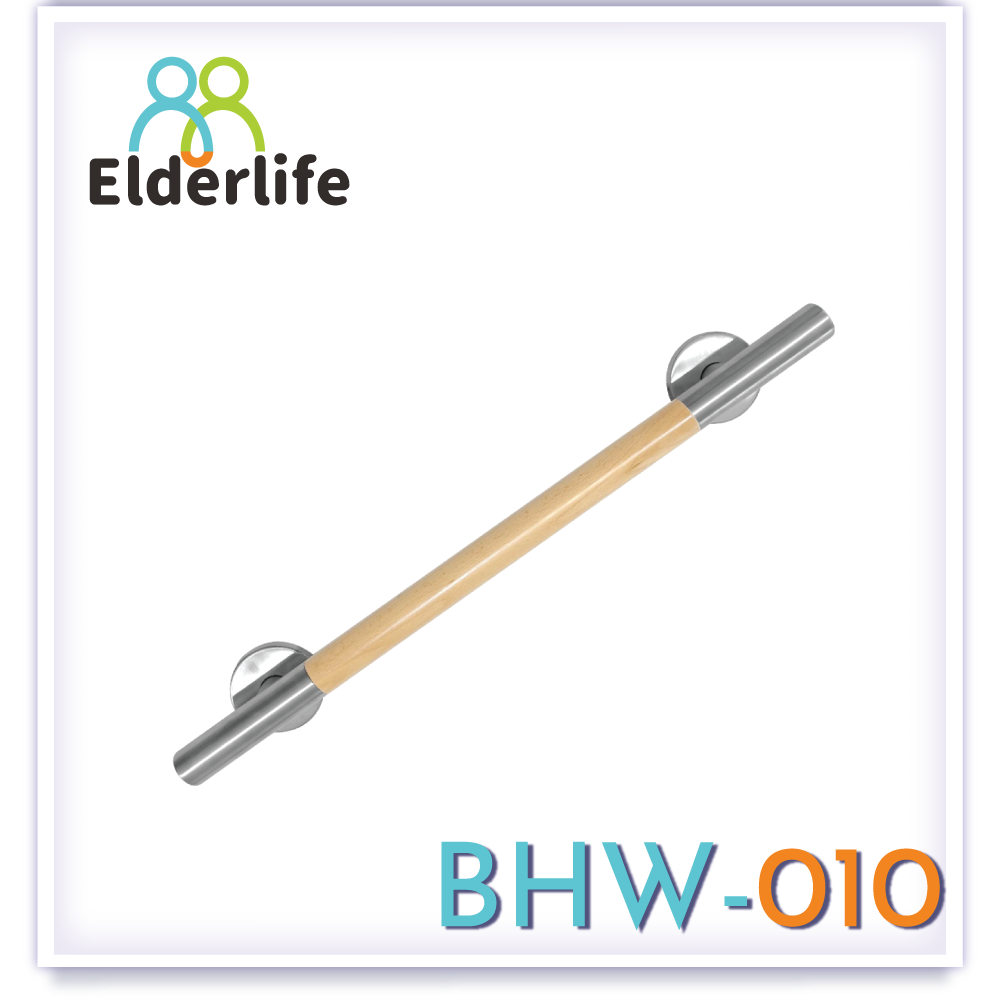 ราวจับผู้สูงอายุ Elderlife กันลื่น สแตนเลสผสมไม้ รูปทรง ตรง 60 ซม. รุ่น BHW-010
